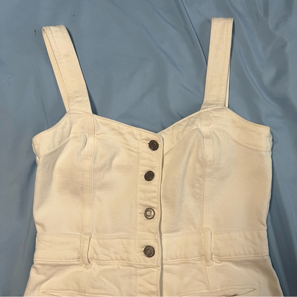 GAP Cream White Jean Button-Front Mini Dress Size 6 - Picture 3 of 9